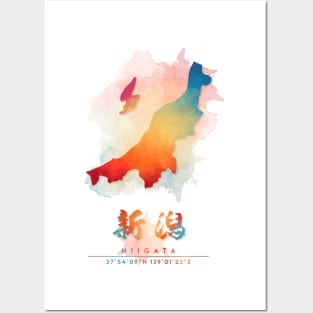 Niigata, Japan Watercolor Map Art Posters and Art